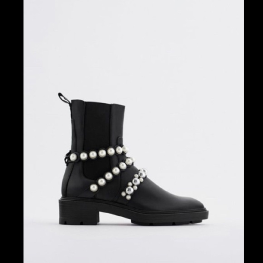 Zara Peral Strap Low Heeled Leather Ankle Boots